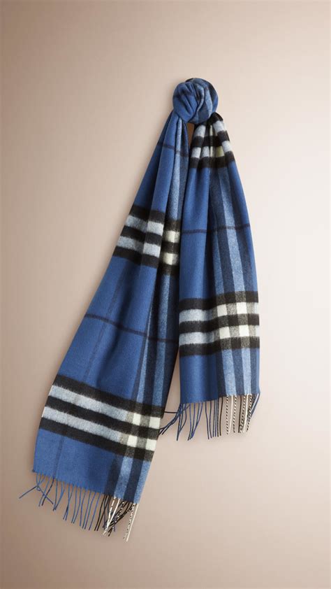 burberry classic cashmere scarf in check cadet blue|Burberry Classic Check Cashmere Scarf .